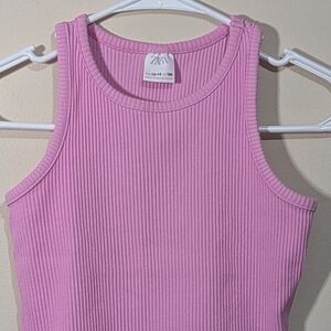 Zara Pink Ribbed Tank Top Size 13-14 Girls Cropped Sleeveless Basic